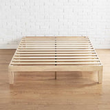 Mellow Naturalista Classic 12 Inch Solid Wood Platform Bed with Wooden Slats, Queen, White Wash Mellow