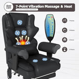 Mvpipi 7-Point Massage Office Chair,Heated Manageral Chair,Ergonomic Executive Chair with Footrest,Adjustable Armrest，Computer Chair for Offices, Study Areas, Gaming Spaces,Black Mvpipi