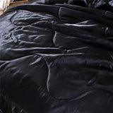 NTBED Silky Satin Comforter Set King Black, Soft Lightweight Microfiber Luxury Sexy Quilted Bedding Sets with 2 Matching Pillow Covers for Summer Spring Autumn NTBED