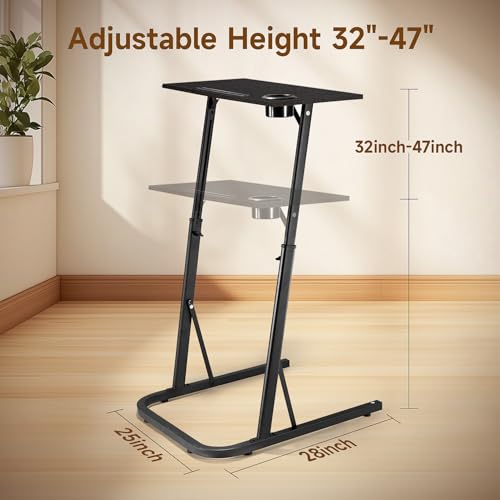 VTORY Adjustable Standing Desk for Walking Pad Treadmill, for Cycling/Bike, Workstation Standing Desk for Cycling, Trainer Stand Table for Indoor,Treadmill Desk Attachment,Bar for Walking Pad,Black VTORY