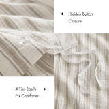 Madison Park Duvet Cover Set for Hot Sleepers - Linen Cotton Rayon Blend, Queen Size 3 Piece Set with Shams - Lightweight & Breathable Bedding, Tan Striped Design Madison Park