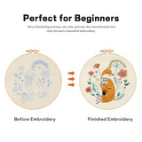 JOINRUN Beginner Embroidery Kit for Adults, Fox Cross Stitch Kits with 7.9" Hoop, Threads, Needles, Learn Stitches with Pre-Printed Patterns, Video Tutorial, DIY Needlework Craft Gift for Women