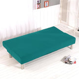 Homonic Solid Colour Armless Sofa Bed Cover Polyester Spandex Stretch Futon Slipcover 3 Seater Elastic Full Folding Couch Cover fits Folding Sofa Bed Without Armrests 80" x 50" in (Peacock Blue) Homonic