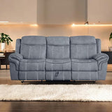 Gray Velvet Recliner with & Table - 3 Seat, and Relaxing, Stable, Stylish Tuft Workmanship, Soothing Two Tone Port Table, Soft Fluffy, Strong Wood Metal Frame, Classy Tufting, Comfy MOOSH