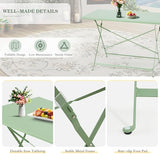 MELLCOM 5-Piece Foldable Patio Dining Set with Rectangular Table and Chairs, Weather-Resistant Iron Outdoor Dining Set for 4 People, Outdoor Table and Chairs for Patio, Yard, Indoor, Green MELLCOM