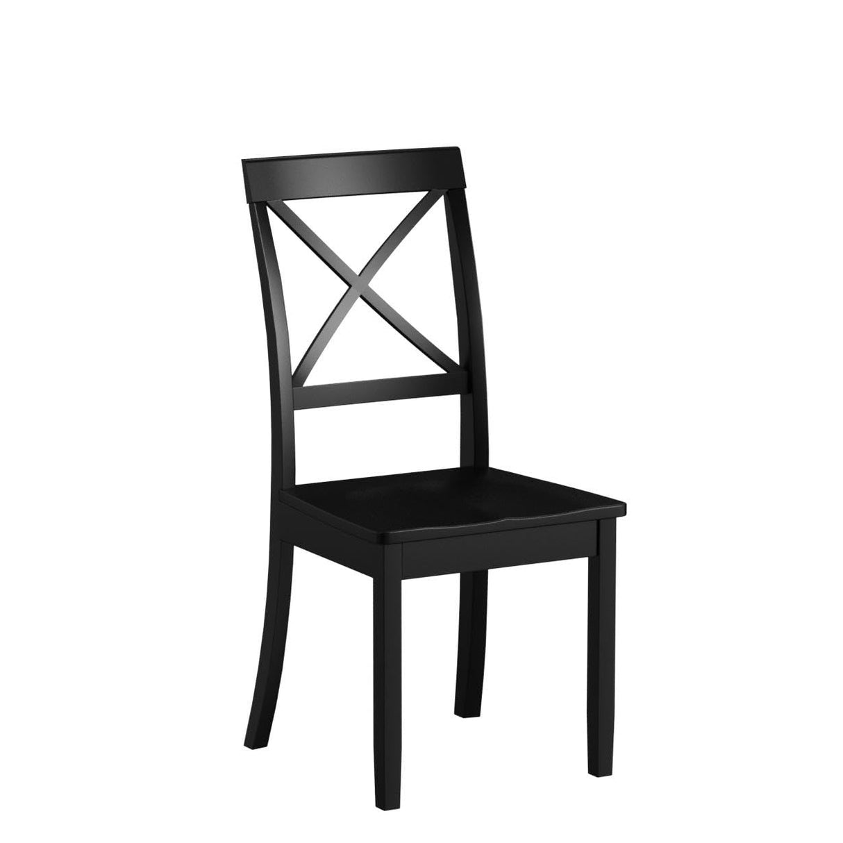 East West Furniture Boston Dining Room Cross Back Solid Wood Seat Chairs, Set of 2, Black East West Furniture