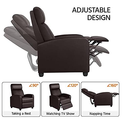 Yaheetech Padded Seat Recliner Chair Set of 2 Single Sofa Recliner Home Theater Seating PU Leather Upholstered Reclining Chair Brown Yaheetech