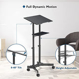 BONTEC Lecterns & Podiums Portable Mobile Standing Laptop Desk, Height Adjustable, Sit Stand, Home Office Classroom Pulpit Stand Up Desk Workstation, Rolling Table Laptop Cart with Storage Tray BONTEC