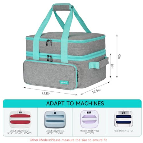 Carrying Case Compatible with Cricut EasyPress 2/Cricut EasyPress3 (9"x9",10"x10",12"x10"),Double-Layer Heat Press Machine Storage Bag Fits for Htvront(10"x10"),Tools and Accessories,Easy Press Mat LEFOR·Z