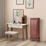 Giantex Standing Jewelry Armoire Cabinet Storage Chest with 7 Drawers, 2 Side Doors, 12 Necklace Hooks, Makeup Mirror and Top Divided Storage Organizer, Large Standing Jewelry Armoire Giantex
