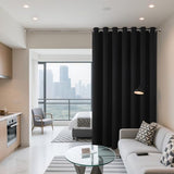 Joydeco Blackout Patio Sliding Door Curtains 84 Inches Long, Grommet Privacy Room Divider Curtains, Extra Wide Thermal Blackout Drapes for Bedroom Living Room (Black, 100Wx84L, 1 Panel) Joydeco