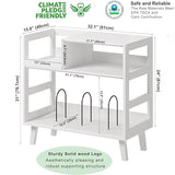 Uoders Record Player Stand with Vinyl Storage, Mid-Century Modern Turntable Stand Holds 150+ Albums, Record Player Table with Metal Dividers, Wood Media Console for Living Room (White, Single-Sided Small) UODERS