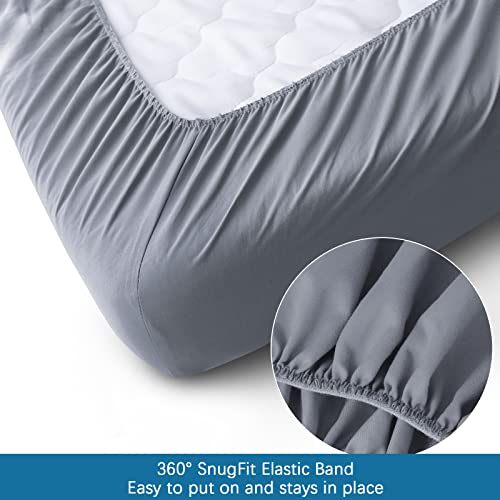 SPRINGSPIRIT Cot Sheets 30" x 75" x 9", 4 Piece Cot Sheet Set, Cot Size Fitted Sheets with Narrow Twin/Camp Bunk/Rvs Bunk/Guest Beds/Trifold Mattress, Grey SPRINGSPIRIT