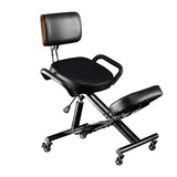 Kneeling Chair with Back Support Ergonomic for Office,Adjustable Stool with Angled Seat for Better Posture,Thick Comfortable Cushions,Black SITSEATSEE