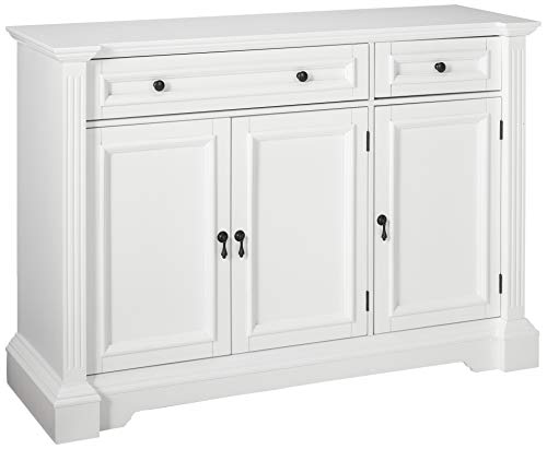 Kings Brand Furniture White Finish Wood Buffet Breakfront Cabinet Console Table With Storage, Drawers, Shelves Kings Brand Furniture