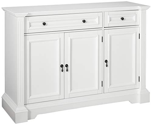 Kings Brand Furniture White Finish Wood Buffet Breakfront Cabinet Console Table With Storage, Drawers, Shelves - WoodArtSupply