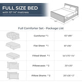 HEVUMYI Full Comforter Set - 7-Piece All Season Bed in a Bag Full, Ultra Soft Bedding Set with Comforter, Flat Sheet, Fitted Sheet, Pillowcases, Pillow Shams, Navy Blue & Light Grey HEVUMYI