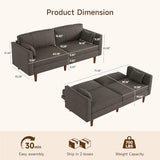 ONBRILL 71" Futon Sofa Bed,Convertible Sleeper Couch with Adjustable Backrest, Folding Loveseat for Apartment, Living Room, Office, Faux Leather,Brown ONBRILL