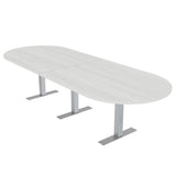 SKUTCHI DESIGNS INC. 12 Person Modular Conference Table with Metal T Legs | Racetrack Shaped | Harmony Series | 12 Ft | White Cypress SKUTCHI DESIGNS INC.