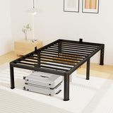 14 Inch Twin Bed Frame, Metal Platform Bed Frame with Round Corner Legs, 3500 lbs Heavy Duty Steel Slats Support, No Box Spring Needed, Noise Free, Easy Assembly, Black Superay