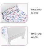 Gxsterd 1/12 Dollhouse Bed Miniature Single Bed Vintage Woode Mini Bed for for 6 inch Dolls Dollhouse Bedroom Furniture with Bedding Fabric (White) Gxsterd