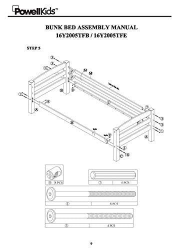 Powell Espresso Twin/Full Bunk Bed with Built-In Ladder and Detachable Design Powell
