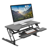 Mount-It! 38" Standing Desk Converter, Desktop Sit-Stand Desk Riser with Gas Spring Height Adjustment, Compact Desk Topper for Dual Monitors or Laptop, Keyboard Tray, Black Mount-It!