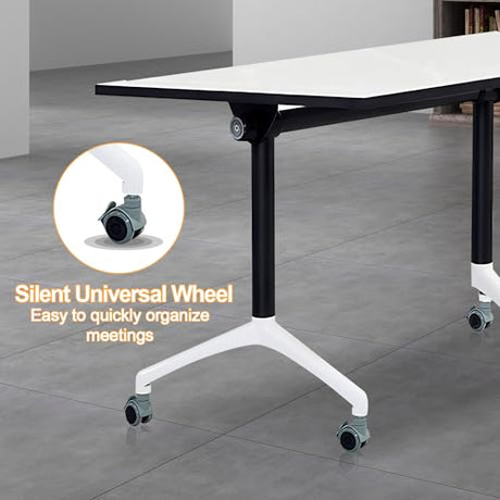 Conference Table, Mobile Training Table with Silent Wheels, Modern Flip Top Foldable Conference Room Table,Rolling Meeting Tables,Seminar Conference Tables for Office, Meeting Room (6pack) VORDERRY