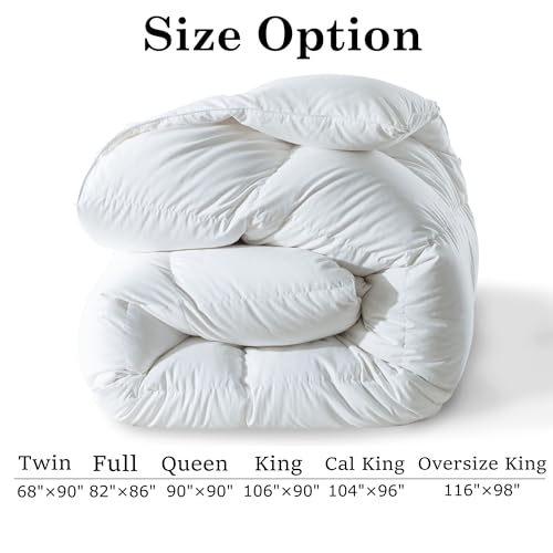 ELNIDO QUEEN® Feather Comforter Twin Size, Filled with Feather and Downfiber, All Season White Fluffy Duvet Insert - Luxury Hotel Style Medium Warm Bed Comforter - 100% Cotton Cover, 68x90 inches ELNIDO QUEEN