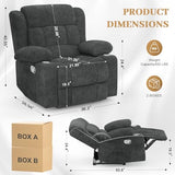MOSGAT RV Recliner Chair, Oversized Reclining Loveseat Home Theater Seating with Cup Holders, Insert Pockets, Wall Hugger RV Recliners for Movie Room, Recline Movie Seats Gaming Sofa, Gray
