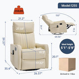 High Back Massage Recliner with Heat - Swivel Rocking Chair for Small Spaces, Manual Lazy Boy Recliner for Adults, Perfect for Living Room & Bedroom, Soft Fabric (Beige FL)
