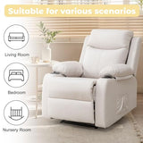 Korser Manual Recliner Chair for Adults, Small Recliners for Small Spaces, Nursery Recliner with Adjustable Backrest, Cup Holders and Side Pockets, Reclining Chair for Living Room, Beige