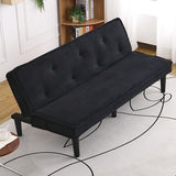 ODOLAR 66” Armless Sofa Bed,Convertible Sleeper Sofa,Small Couch Futon,with Adjustable Backrest for Small Apartments,Loveseat, Office,Rooms (Black) ODOLAR