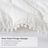Codi White Boho Twin Comforter Set for Girls, Aesthetic Luxurious Pom Fringe Design Bedding,Cute Soft Washed Microfiber Bed Sets, Lightweight Chic,1 Comforter & 1 Pillowcase Codi