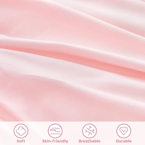 Wowelife Twin Comforter Set for Girls, Boho Pintuck Bedding Comforter Sets, 4 Pieces Ruffles Jacquard Embroidery Twin Bedding Sets with Comforter, Fitted Sheet, Flat Sheet and Pillowcase, Pink Wowelife