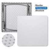 ZenStyle 3 ft Indoor Outdoor Heavy Duty Portable Plastic Folding Table, Square Card Table Utility Desk Game Table for Puzzles Crafting Picnic Camping Dining Party, White ZenStyle