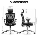 SIHOO M18 Ergonomic Office Chair, High Back Mesh Desk Chair with Adjustable Headrest & Lumbar Support, 330lbs Capacity Computer Chair with 2D Armrests & Wide Cushion, Tilt Lock, for Home Office-Black SIHOO