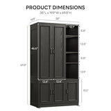LIKIMIO Armoire Wardrobe Closet 70" H, 5 Doors Bedroom Wooden Wardrobe with 4 Storage Shelves and Hanging Rod, Clothing Storage Cabinet Organizer Combination, Black LIKIMIO