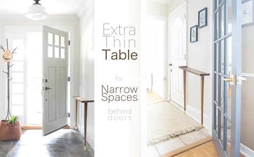 Stelalloy Wall Tables for Hallways - Extra Slim Entryway Table - Narrow Console Tables for Entryway or Foyer - Wall-Mounted Space-Saving Thin Table for Narrow Spaces - 6.25" Depth,Rich Walnut Finish Stelalloy