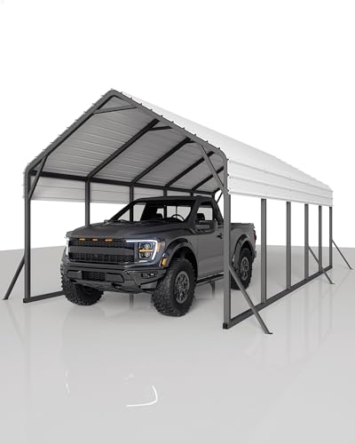 GarveeLife 13 ft x26 ft x11 ft Oversized Metal Carport, Steel Heavy Duty Car Ports for All-Weather, Tall Carport for Full-Size Pickup Trucks, Boats, and Tractors, N.W. 780 LBS GarveeLife