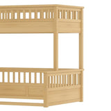 Bellemave Twin Over Full Bunk Bed for Kids/Adults,Floor Bunk Beds with Inclined Ladder,Solid Wood Low Bunk Bed for Teens,Girls,Boys,Detachable,Natural Bellemave