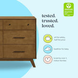 Davinci Otto 6-Drawer Baby Dresser for Bedroom - GREENGUARD Gold Certified - Multi-Purpose Storage Double Chest of Drawers for Boys and Girls -Dresser for Kids Bedroom, Living Room, Nursery -Walnut DaVinci