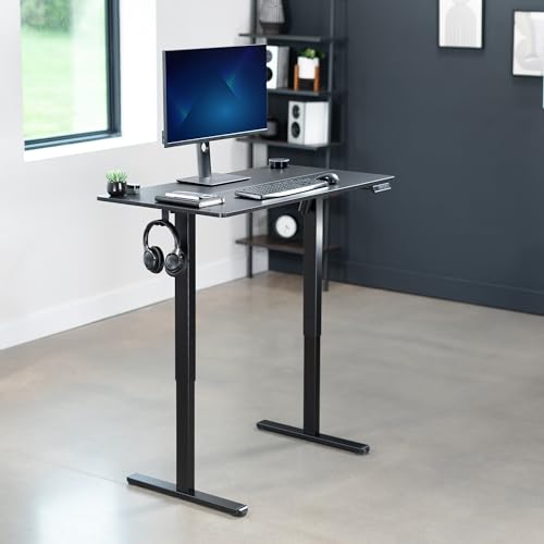 VIVO Electric 44 x 24 in Standing Desk, Memory Height Adjustment, Black Top Black Frame, DESK-E144B VIVO