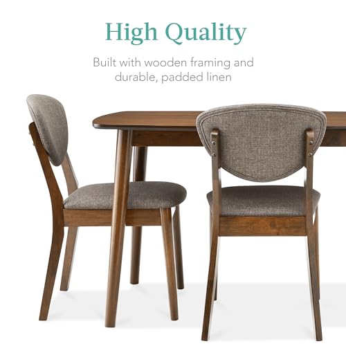 Best Choice Products 5-Piece Dining Set, Compact Mid-Century Modern Table & Chair Set for Home, Apartment w/ 4 Chairs, Padded Seats & Backrests, Wooden Frame - Walnut/Light Gray Best Choice Products