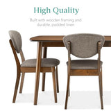 Best Choice Products 5-Piece Dining Set, Compact Mid-Century Modern Table & Chair Set for Home, Apartment w/ 4 Chairs, Padded Seats & Backrests, Wooden Frame - Walnut/Light Gray Best Choice Products