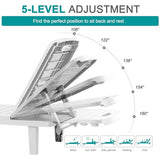 WACASA Outdoor Chaise Lounge Chairs Set of 4, Oversized Resin Lounge Chairs with 5-Level Adjustable Backrest & Cup Holder, Waterproof Pool Lounge Chair for Poolside, Patio, Beach, Yard, White