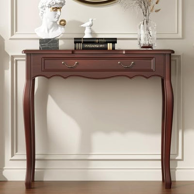 JIAWORLDER Walnut Entryway Table with 1 Drawer Console Table for Entryway Entrance Table for Hallway, Living Room, Foyer, Easy Assembly (Legs Only), 13.77D x 34.64W x 30.7H in