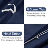 Navy Blue Duvet Cover Queen Size - Extra Soft Queen Size Duvet Cover - Lightweight, Comfy & Breathable - Easy Care & Fade Free with Zipper Closures and Ties - 90" x 90" Inches - Comforter Not Included CGK Unlimited
