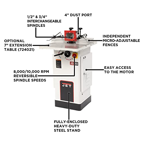 JET 1-1/2-HP Spindle Shaper, 18" x 20" Table, 1Ph 115/230V (JWS-20CS) - WoodArtSupply