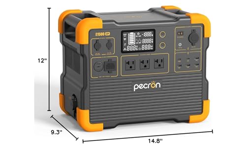 pecron Portable Power Station, E1500LFP Solar Generator 1536Wh, 2200W LiFePO4 Battery Backup, Fast Charging Power Station for Home use, RV, and Outdoor Camping - WoodArtSupply